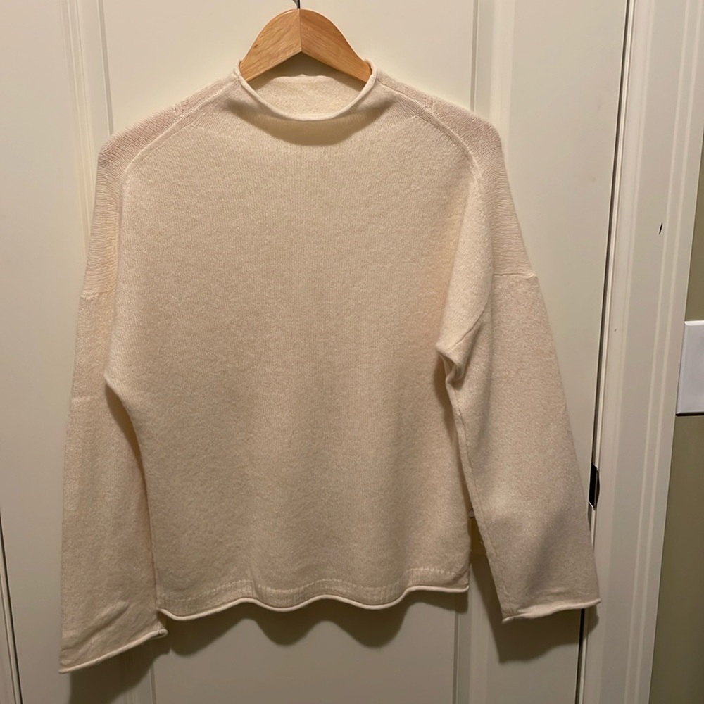 J. Crew cashmere relaxed rollneck sweater. Heather natural. Size small.